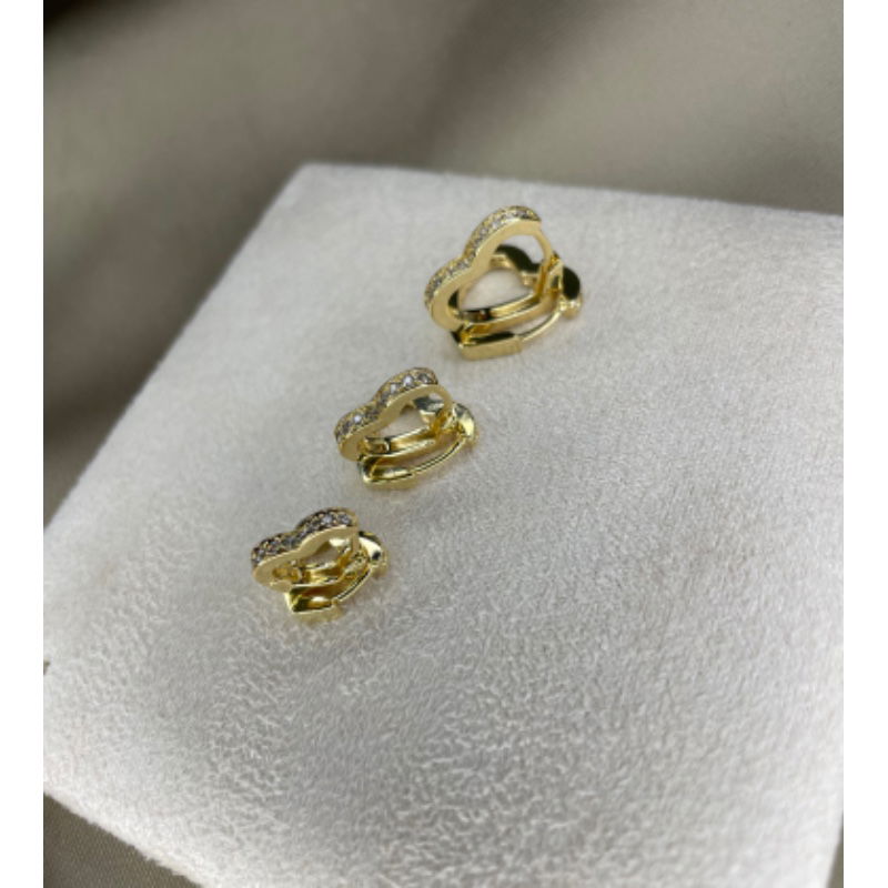 Trio de Argola Formato de Coração em Banho de Ouro